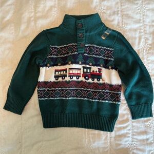 NWT The Children’s Place Toddler Train Fairisle Sweater Green 12–18 Months